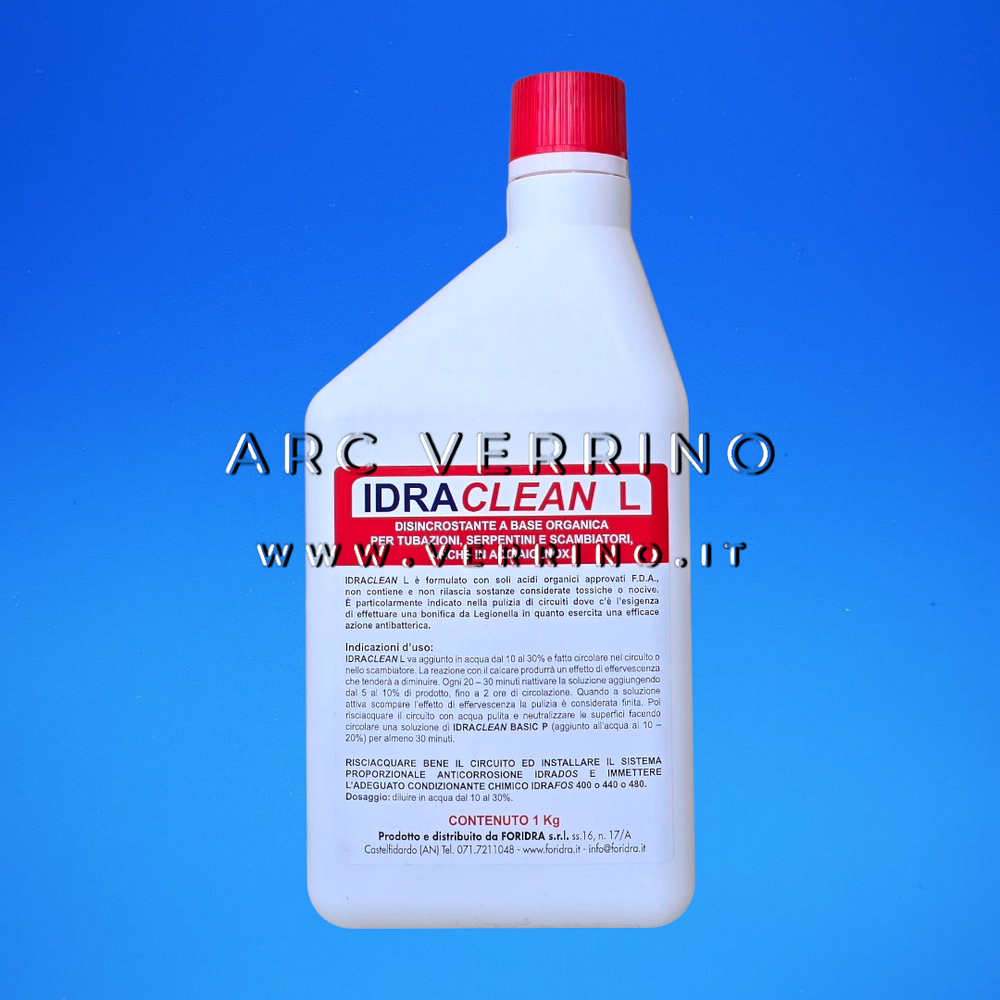 Disincrostante liquido Foridra IDRACLEAN L per scambiatori e circuiti acqua sanitaria | Bottiglia 1 Kg