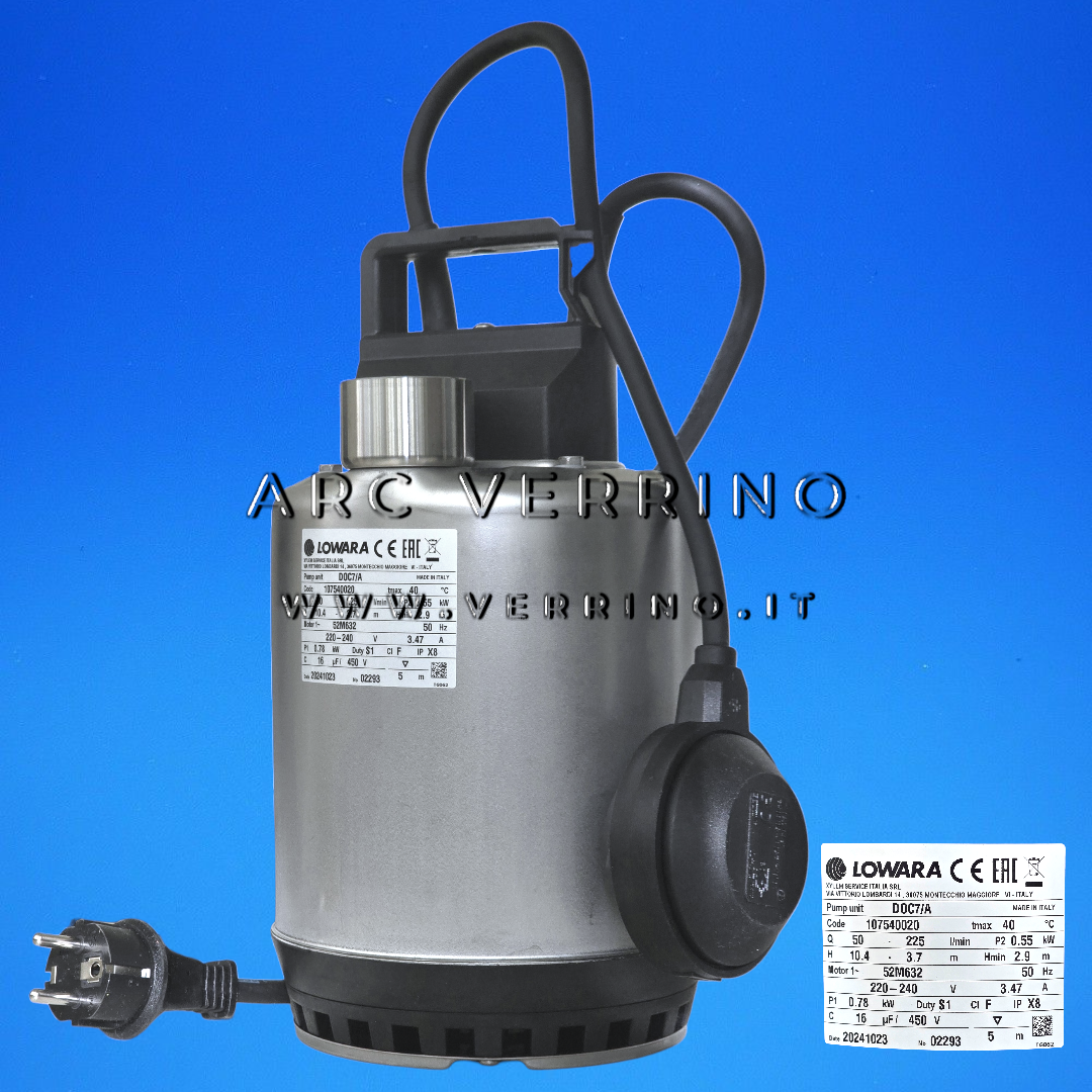 Elettropompa sommergibile Xylem Lowara DOC 7/A - 107540020 | con galleggiante a filo - ARC VERRINO