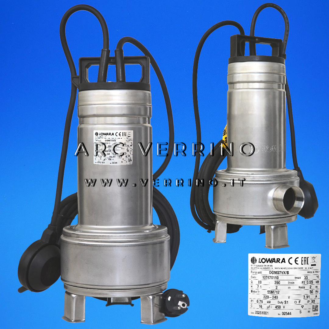Elettropompa sommergibile Xylem Lowara DOMO 7 VX/B - 107670110 | con galleggiante a filo - ARC VERRINO