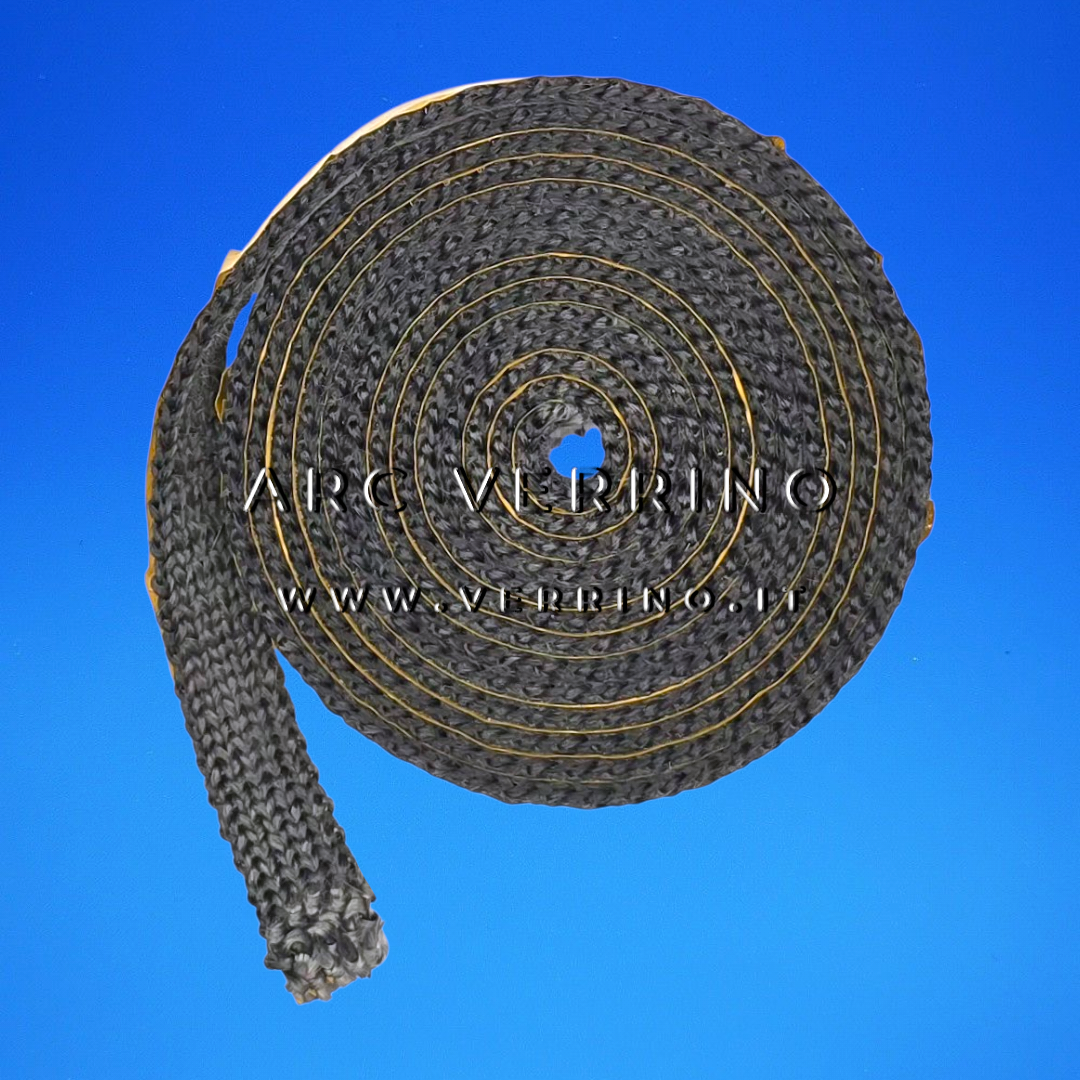 Guarnizione piatta Ravelli 44052 per vetro stufa a pellet in fibra di vetro Tricotex 15x3 mm - Confezione 2,5 metri - Ricambio originale Roma - Arc Verrino caldaie