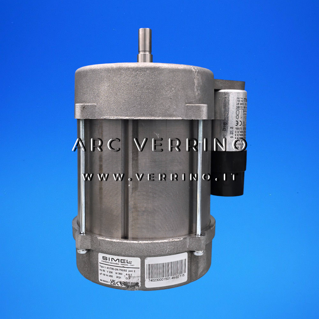 Motore Simel 1-41/T80-2M-750-32 con condensatore e attacco ausiliare posteriore (senza cavo) - 50 Hz | Simel