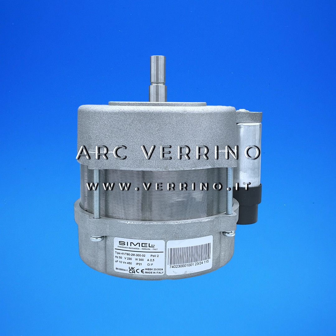  Motore Simel 41/T80-2M-300-32 con condensatore e attacco ausiliare posteriore (senza cavo) - 50 Hz | Simel