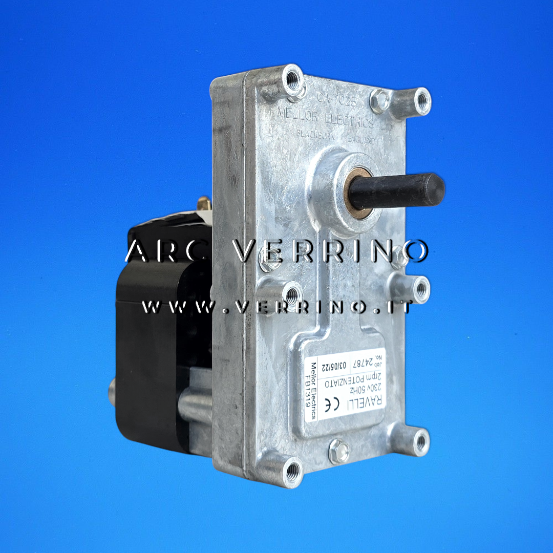 
                  
                    Motoriduttore Mellor FB 1319 - Ravelli 55516 | 2 rpm potenziato - albero 9,5 mm
                  
                