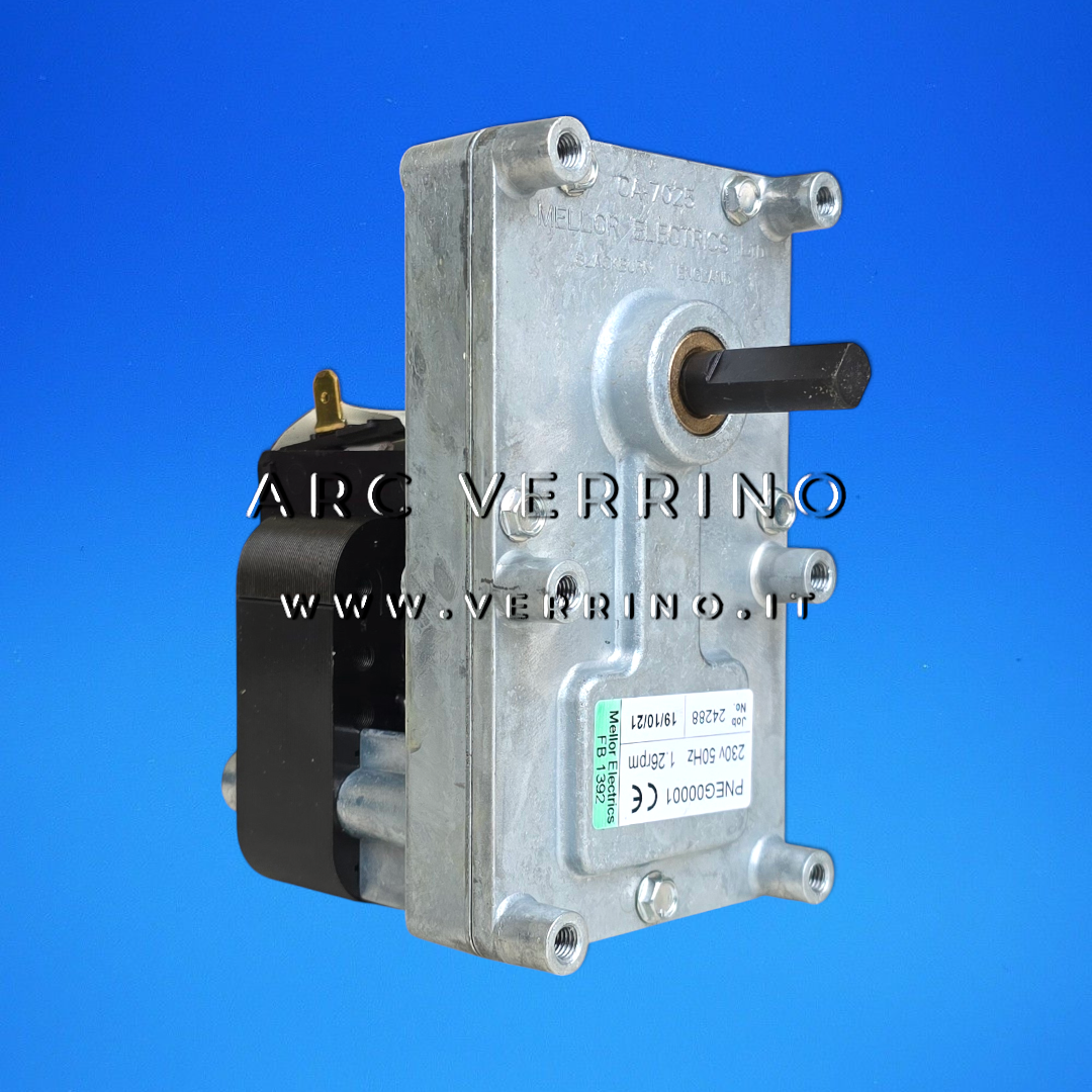 Motoriduttore Mellor FB 1392 - Cola 599000370 | 1,26 / 1,30 rpm - albero con doppio taglio 9,5 mm