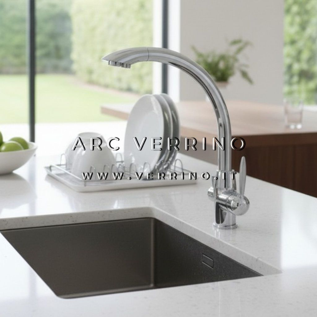 Rubinetto miscelatore 3 Vie - cromato 3024CR | Esempio lavandino Cucina - per sistemi di trattamento acqua potabile - ARC VERRINO