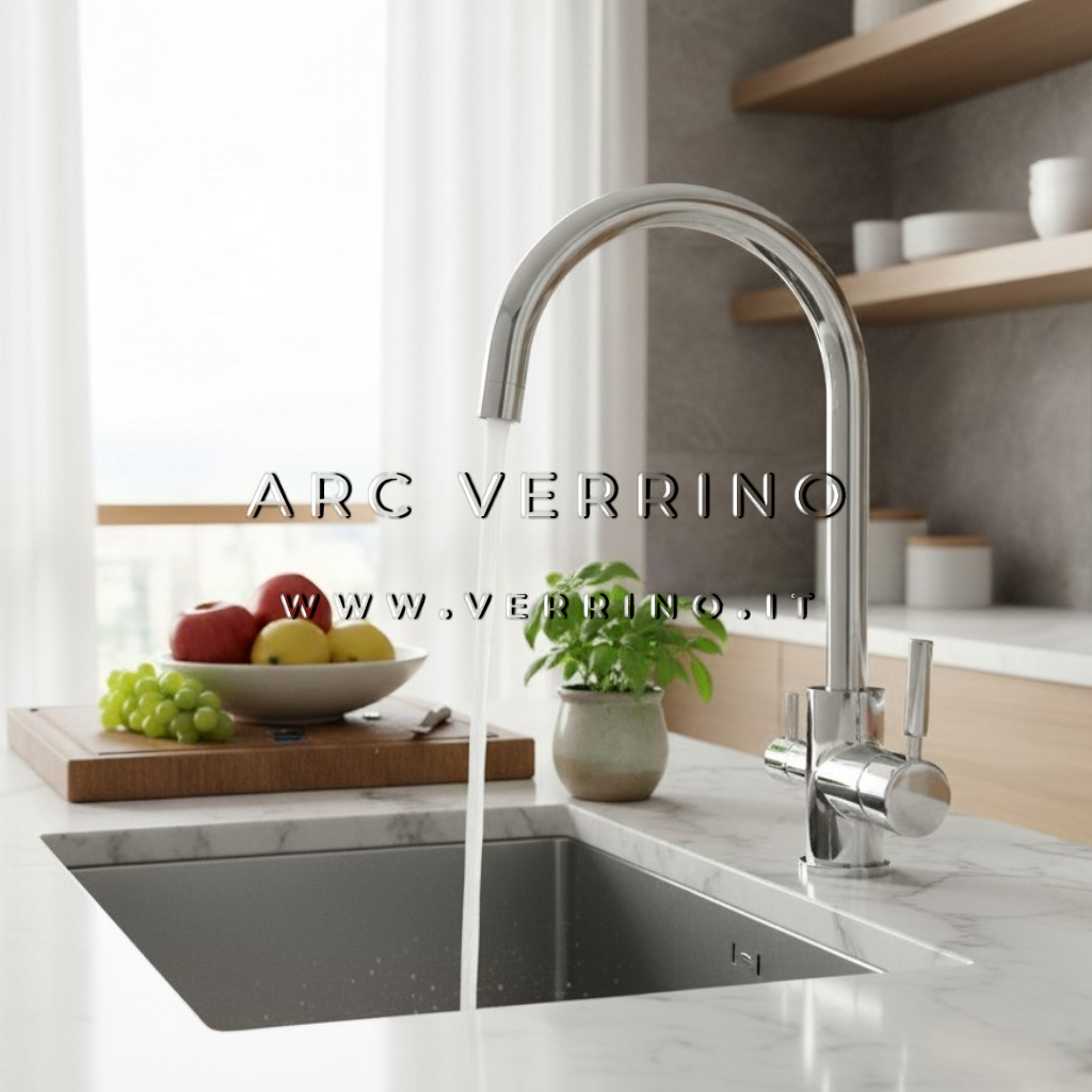 Rubinetto miscelatore 3 Vie - cromato 3025CR | Esempio lavandino Cucina - per sistemi di trattamento acqua potabile - ARC VERRINO