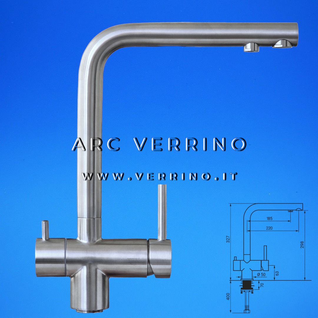 Rubinetto miscelatore 3 Vie - satinato Emmevi 45127IN | Lavello Cucina - per sistema trattamento acqua potabile - ARC VERRINO