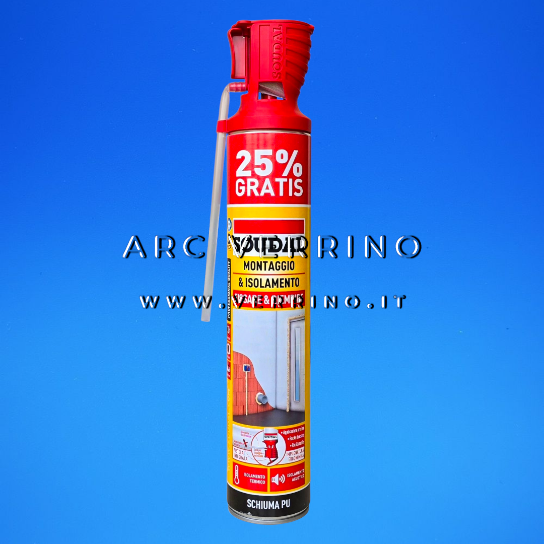 Schiuma poliuretanica Soudal PU | Spray per montaggio e isolamento - Bomboletta 750 ml