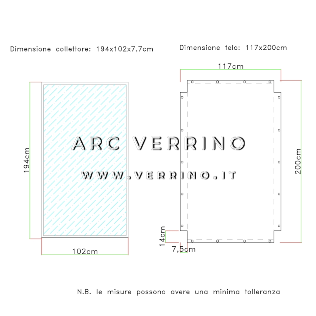 Telo di copertura in PVC - 117 x 200 cm - per collettori solari SOLAHART KF (pannelli solari termici) | TEL 1_2