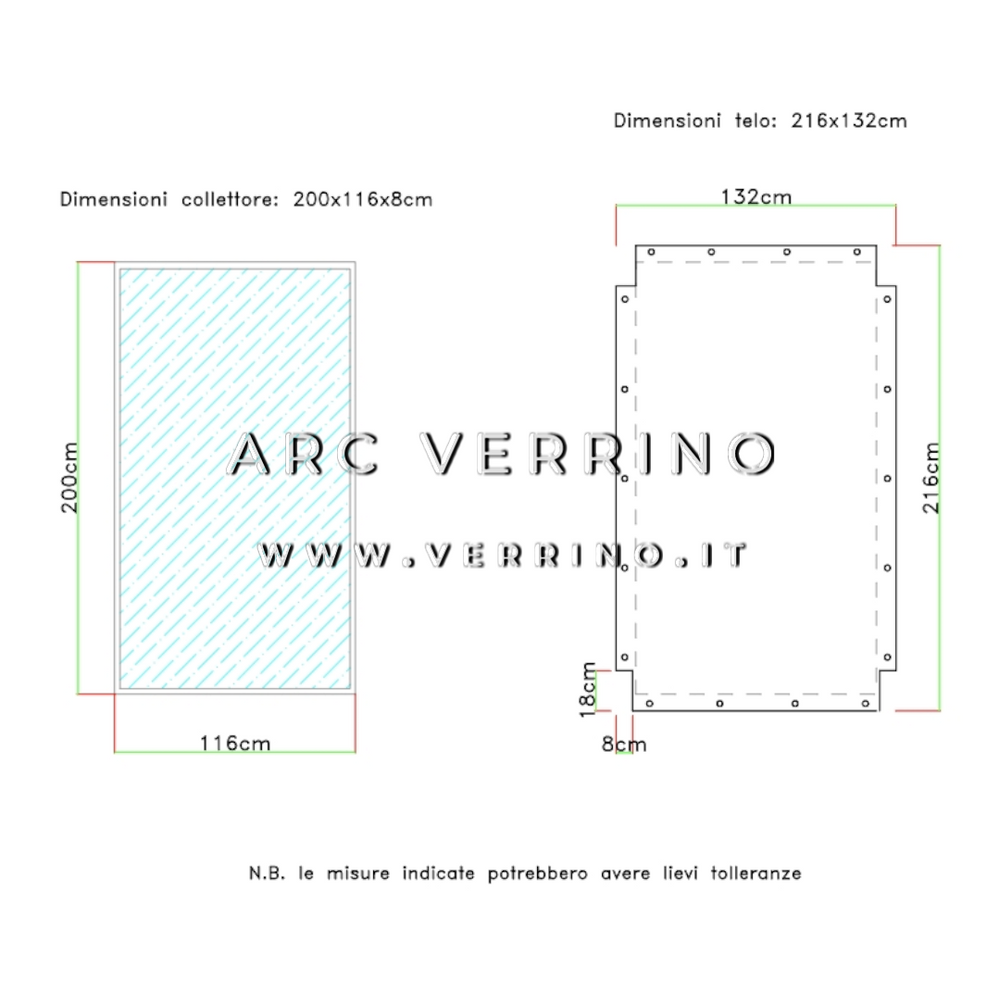Telo di copertura in PVC - 132 x 216 cm - per collettori solari FERROLI (pannelli solari termici) | TEL 8_2