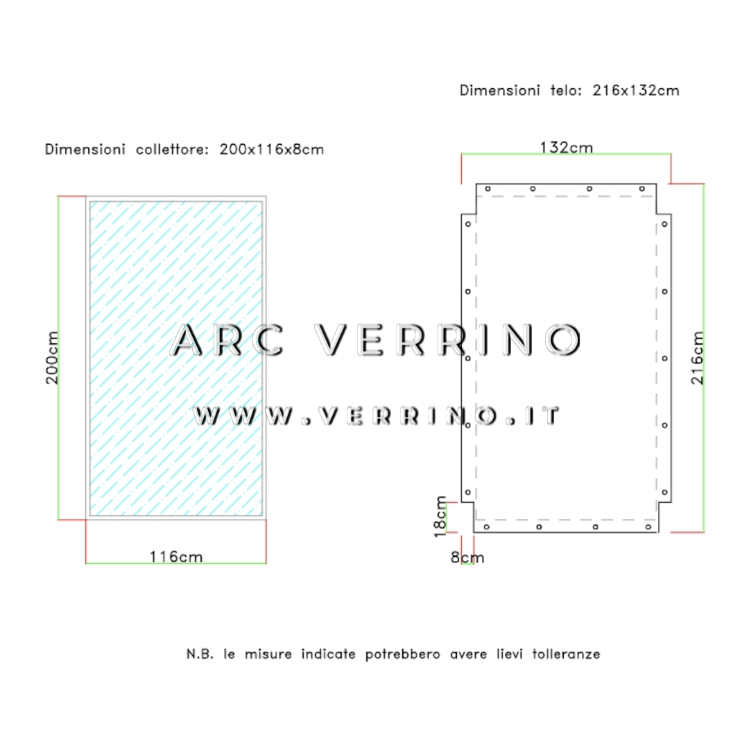 Telo di copertura in PVC - 132 x 216 cm - per collettori solari FERROLI (pannelli solari termici) | TEL 8_2