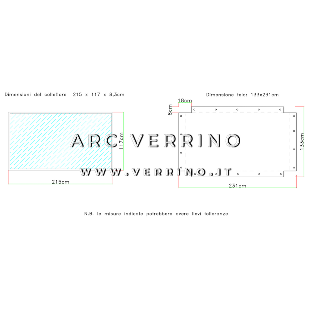 Telo di copertura in PVC - 133 x 231 cm - per collettori solari IMMERGAS (pannelli solari termici) | TEL 30_2
