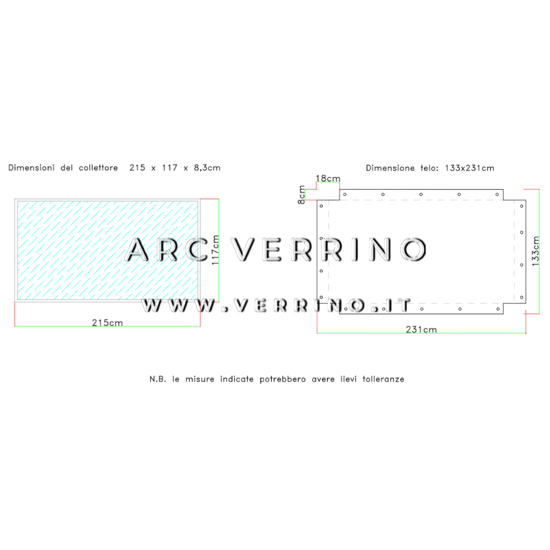 Telo di copertura in PVC - 133 x 231 cm - per collettori solari IMMERGAS (pannelli solari termici) | TEL 30_2