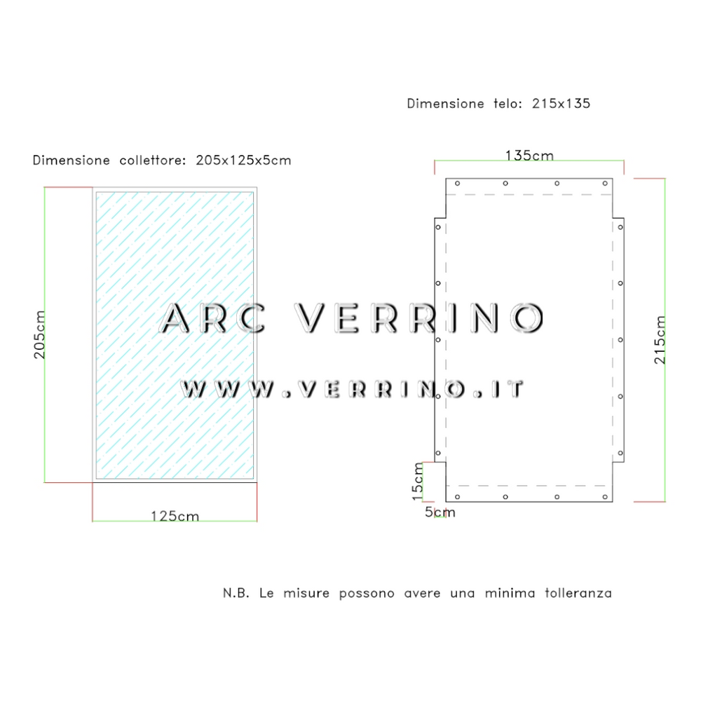 Telo di copertura in PVC - 135 x 215 cm - per collettori solari (pannelli solari termici) | TEL 2_2