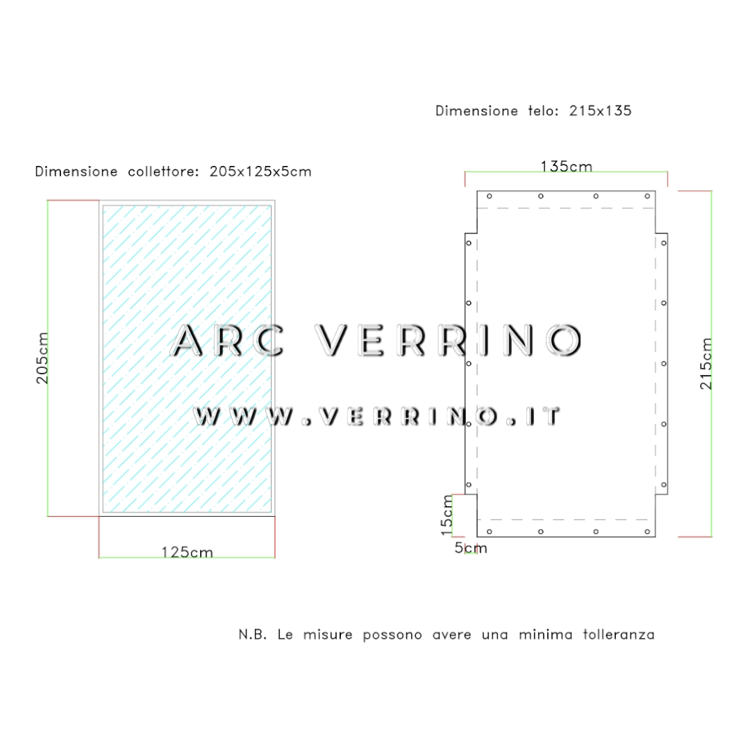 Telo di copertura in PVC - 135 x 215 cm - per collettori solari (pannelli solari termici) | TEL 2_2