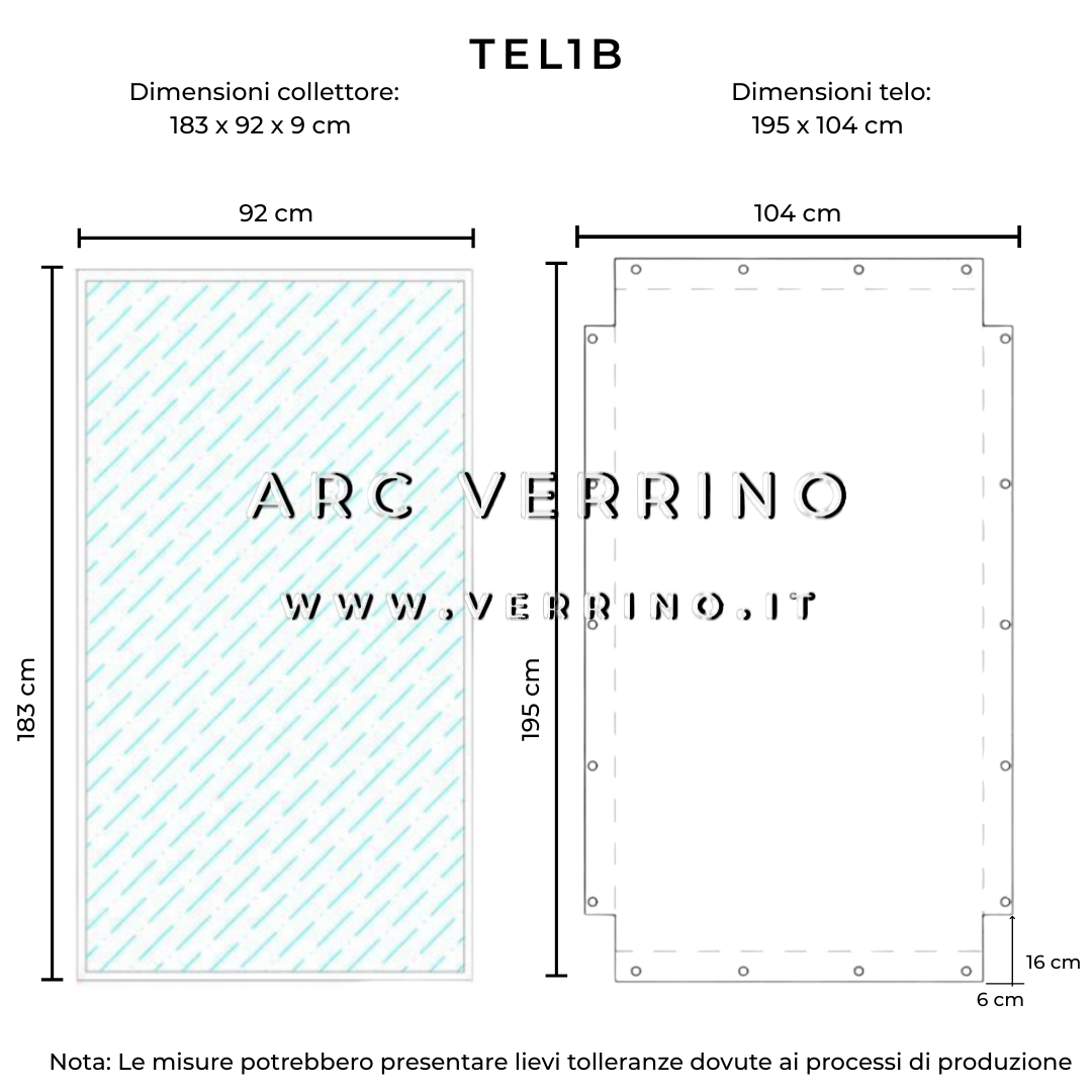 Telo di copertura in PVC - 195 × 104 cm - per collettori solari (pannelli solari termici) | TEL 1 B_2