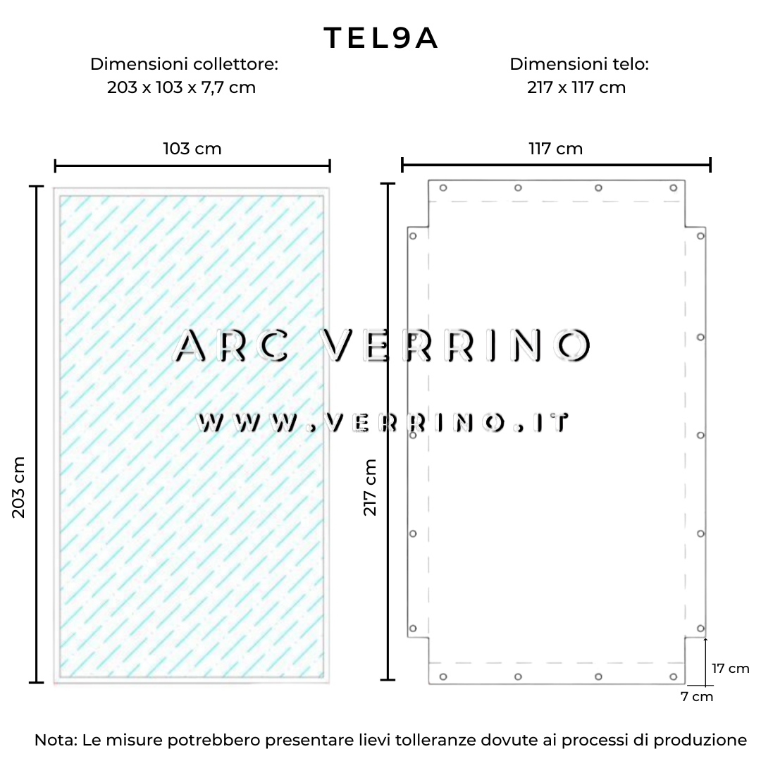 Telo di copertura in PVC - 217 × 117 cm - per collettori solari (pannelli solari termici) | TEL 9 A_2
