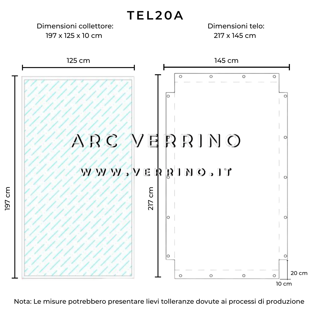 Telo di copertura in PVC - 217 x 145 cm - per collettori solari (pannelli solari termici) | TEL 20 A_2