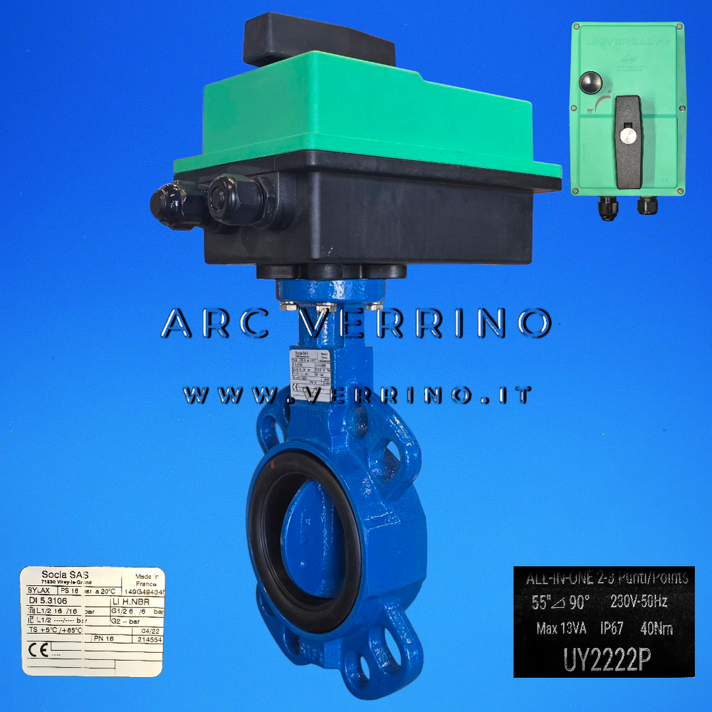 Valvola a farfalla Wafer Comparato UNIVERSAL PRO UY222AG2G6 - All in one | 230 V