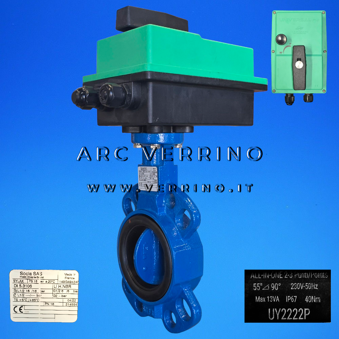 Valvola a farfalla Wafer Comparato UNIVERSAL PRO UY222AG2G6 - All in one | 230 V