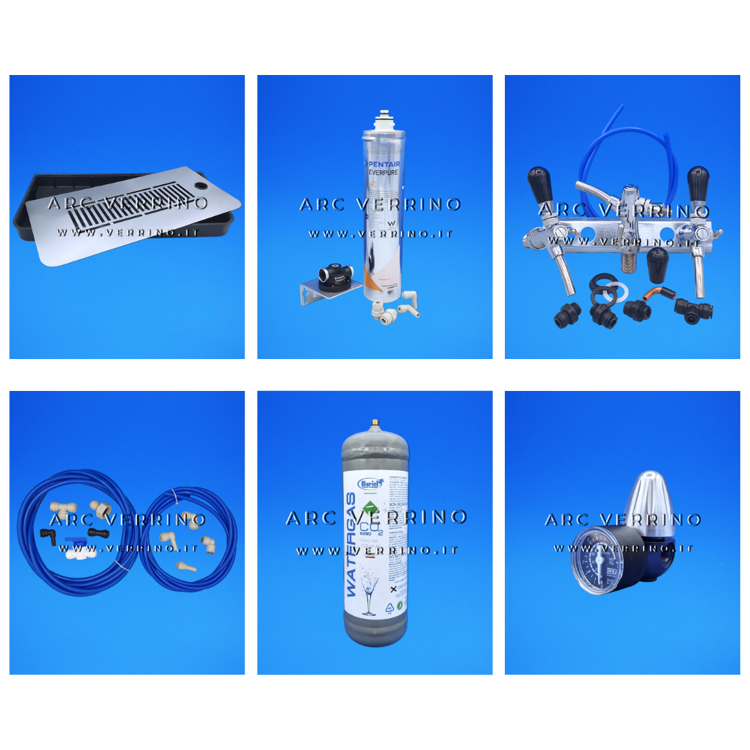 Accessori compresi per kit refrigeratore gasatore professionale da sopra banco  60 Litri/h - 3 Vie | BGP20 - con accessori - per ristoranti, locali, pizzeria - Macchina spilla bevande - ARC VERRINO ROMA E GROTTAFERRATA