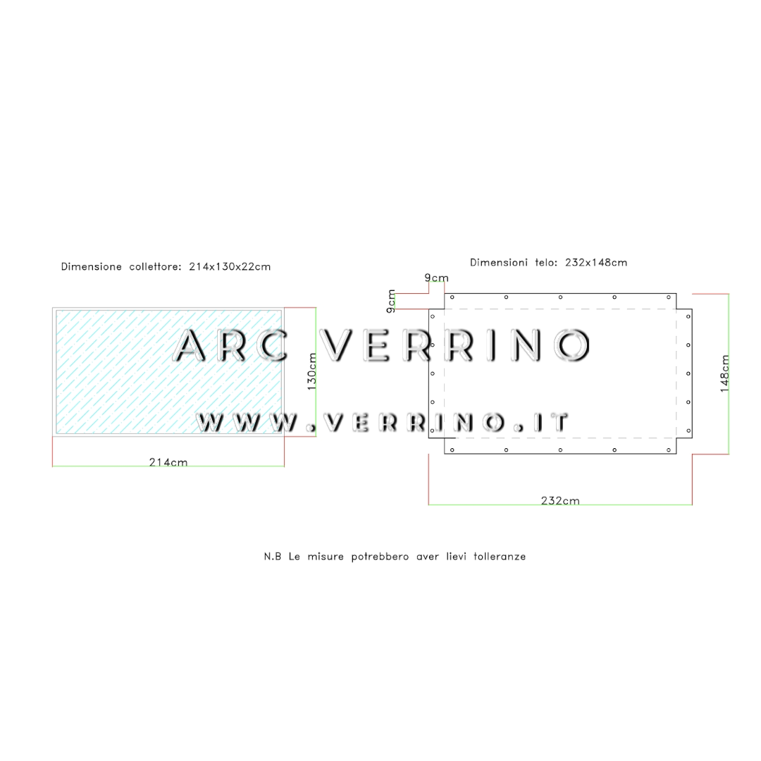 Telo di copertura in PVC - 148 x 232 cm - per collettori solari PLEION EGO 220 (pannelli solari termici) | TEL 13 A_2